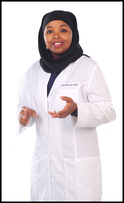 Muslim physician wearing hijab in professional setting