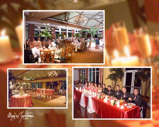 University Part Country club reception multi image composite wedding photo