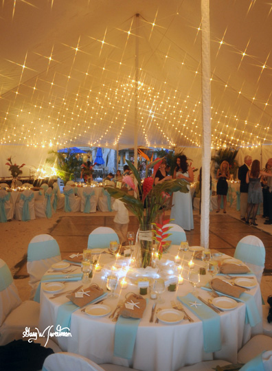 Hilton Longboat Key, Florida Wedding reception in tent on beach